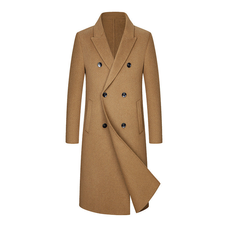 Woolen Coat Trench Coat Double Breasted Long Below The Knee