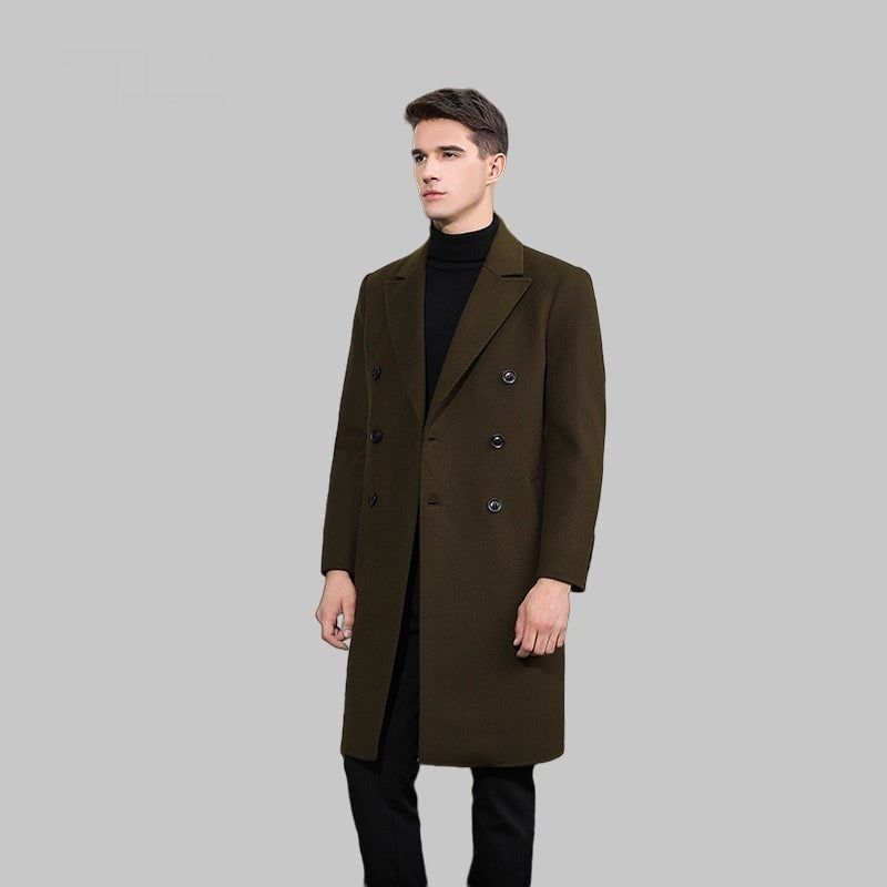 Woolen Coat Trench Coat Double Breasted Long Below The Knee