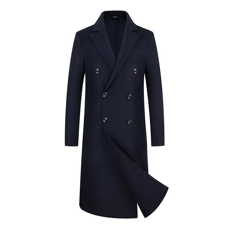 Woolen Coat Trench Coat Double Breasted Long Below The Knee