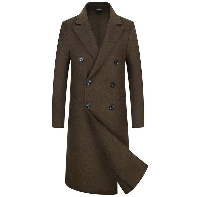 Woolen Coat Trench Coat Double Breasted Long Below The Knee