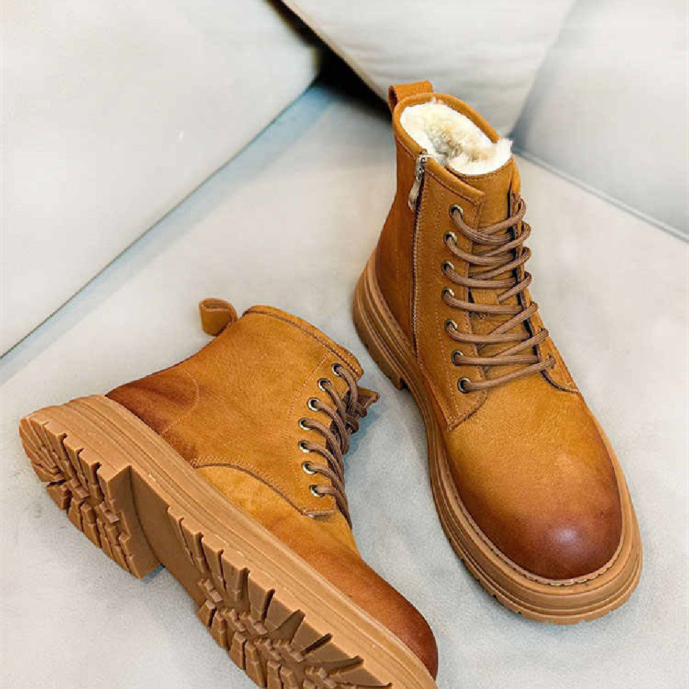 Sheepskin Fur Snow Boots For Men