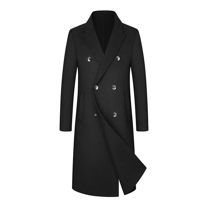 Woolen Coat Trench Coat Double Breasted Long Below The Knee