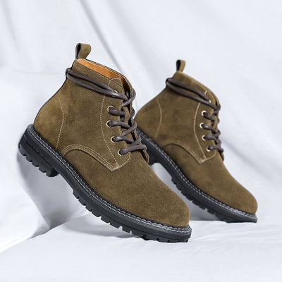 Suede Leather Autumn And Winter Mid-top Boots